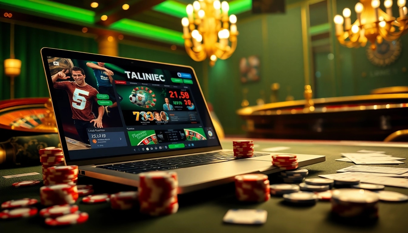 Excitement of online gambling at https://luongson171.tv/ featuring poker chips and roulette wheel.