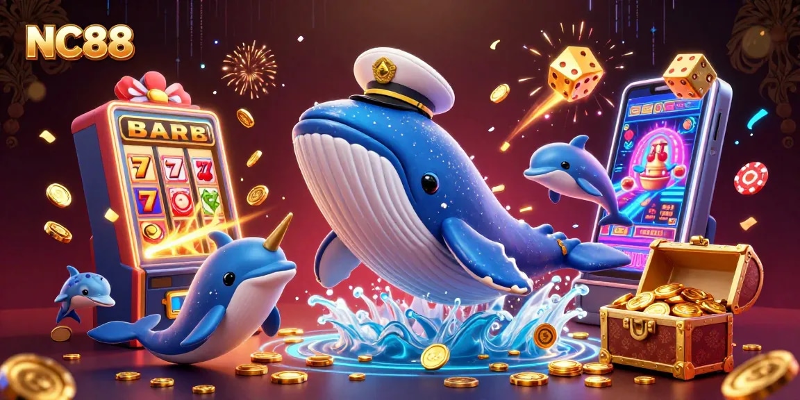 Experience thrilling wins with NC88 in this dynamic casino adventure illustration.