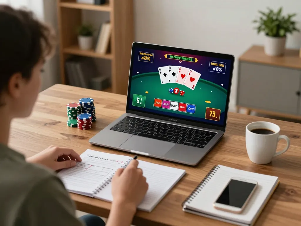 Player engaged in online poker with alc88, analyzing strategies while enjoying a cozy home setup.