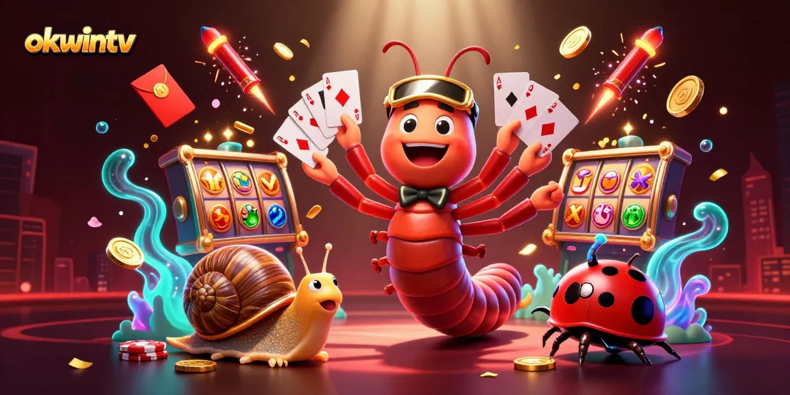 Experience exciting gameplay at okwintv with a vibrant scene featuring a millipede dealer and high-roller snail.