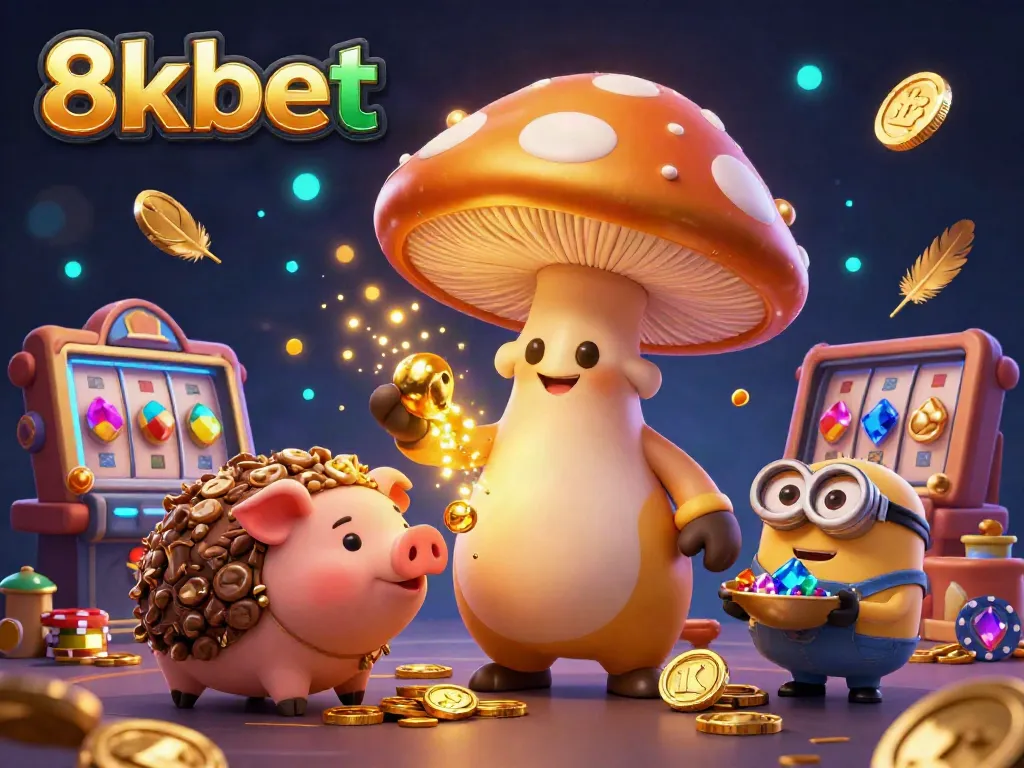 Join the fun adventure at 8kbet with a wizard and treasure-hunting pig in a magical casino.