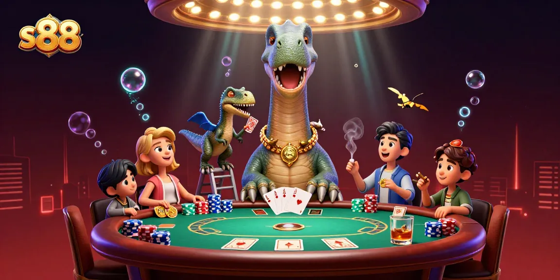 Players engage in exciting poker action at the s88 casino table with colorful chips and cards.