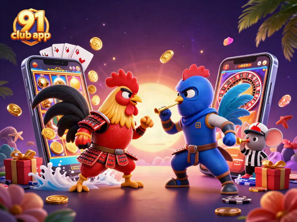 Engage with the 91 club app and immerse in exciting casino games atmosphere featuring dynamic roosters.