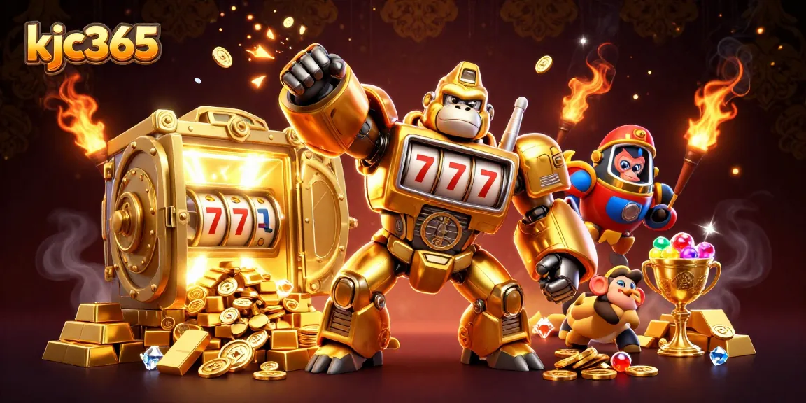 Spin the reels with kjc365’s exciting golden gorilla mech in a vibrant casino world.