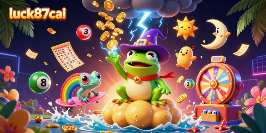 Experience luck87cai's thrilling world, where a wizard frog unleashes treasure and excitement.