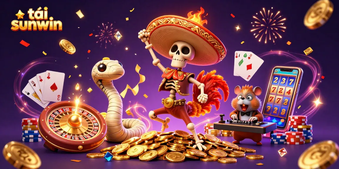 Experience adventures with tải sunwin, featuring a 3D carnival scene rich with winning casino elements.