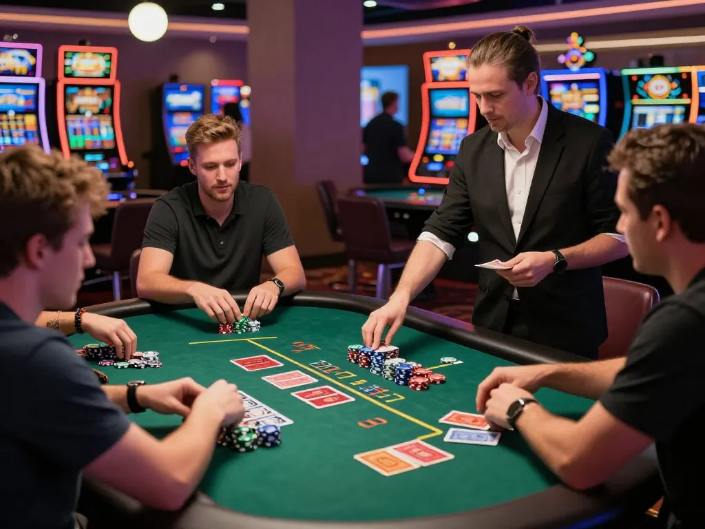 Exciting casino environment where players enjoy blackjack at 32win.